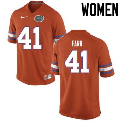 Women's Florida Gators #41 Ryan Farr NCAA Nike Orange Authentic Stitched College Football Jersey EHL7062JS